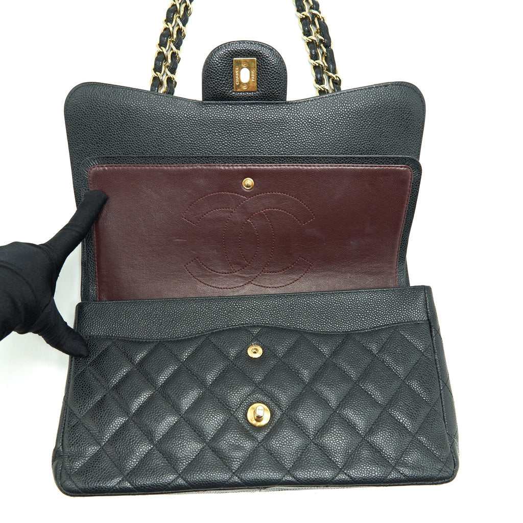 CHANEL JUMBO CLASSIC DOUBLE FLAP BAG CAVIAR BLACK GHW