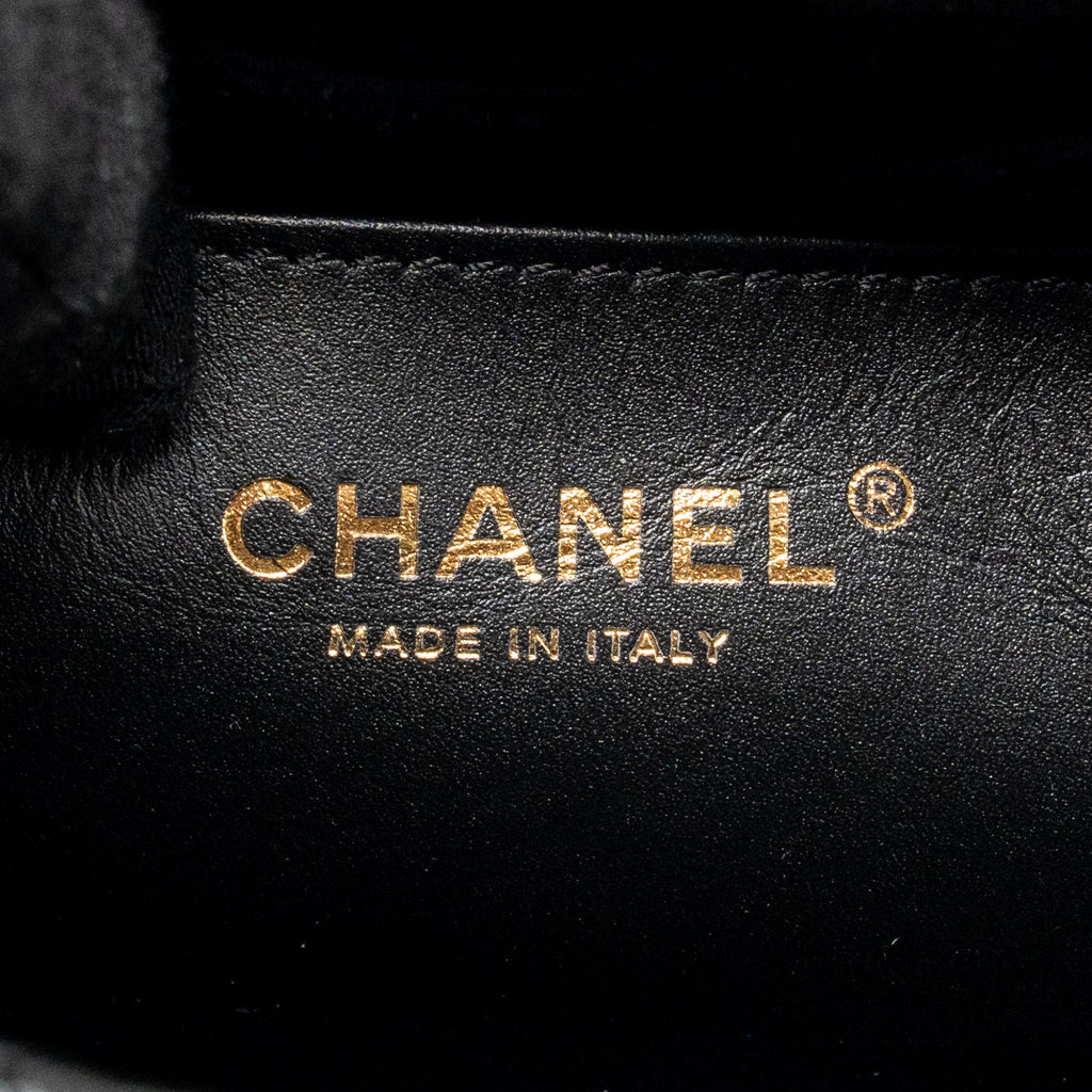 Chanel 23S Mini 22 Bag with Pear Chain Shiny Calfskin Black Brushed GHW (Microchip)