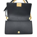 CHANEL MEDIUM BOY BAG CALFSKIN BLACK BRUSHED GHW