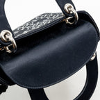 DIOR MINI LADY DIOR SATIN CRYSTAL DARK BLUE SHW