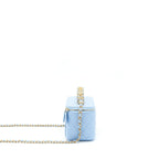 CHANEL 22S LETTER LOGO TOP HANDLE LONG VANITY WITH CHAIN CAVIAR LIGHT BLUE GHW