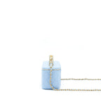 CHANEL 22S LETTER LOGO TOP HANDLE LONG VANITY WITH CHAIN CAVIAR LIGHT BLUE GHW