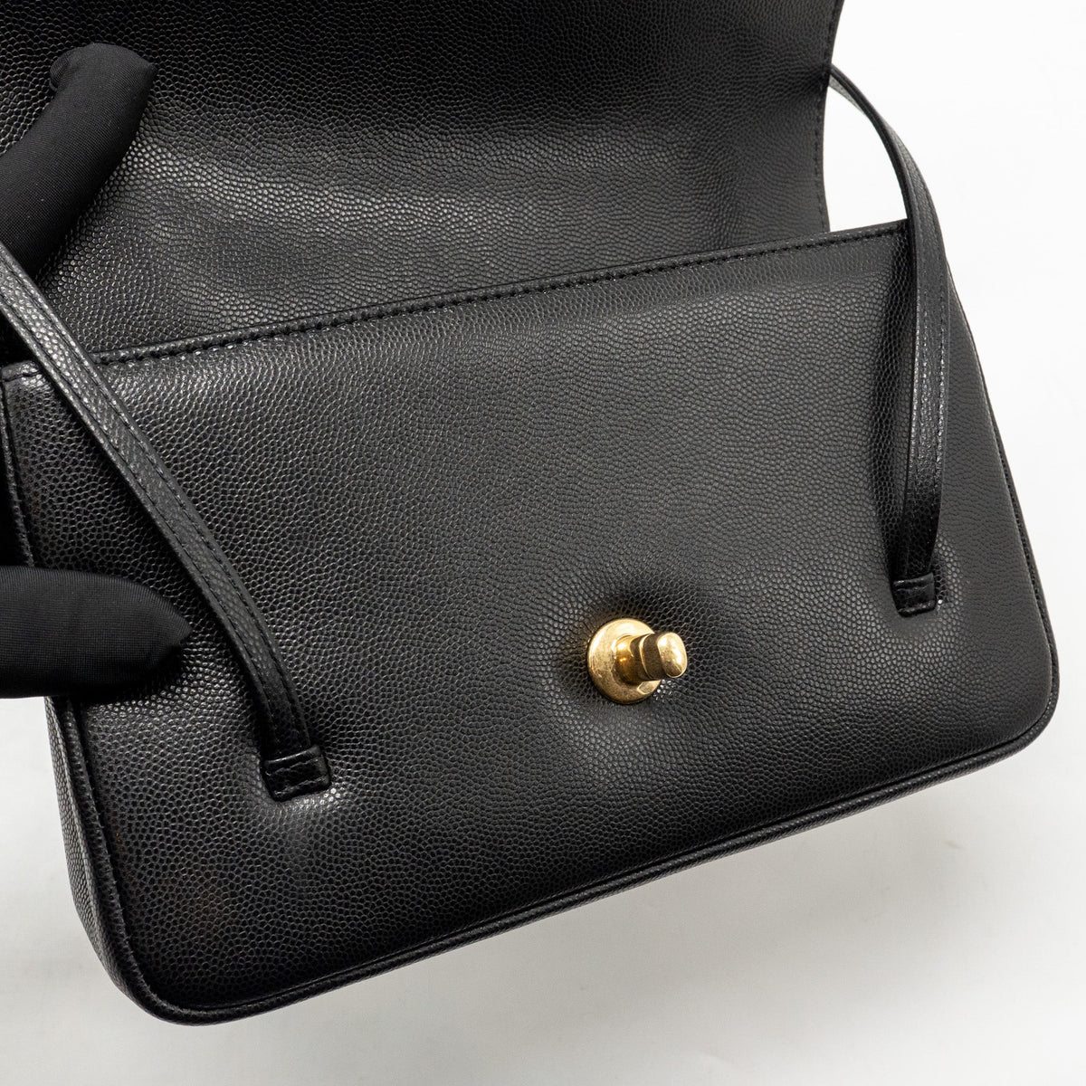 Chanel Small Preppy Coco Shoulder Flap Bag Grained Shiny Calfskin Black GHW (Microchip)
