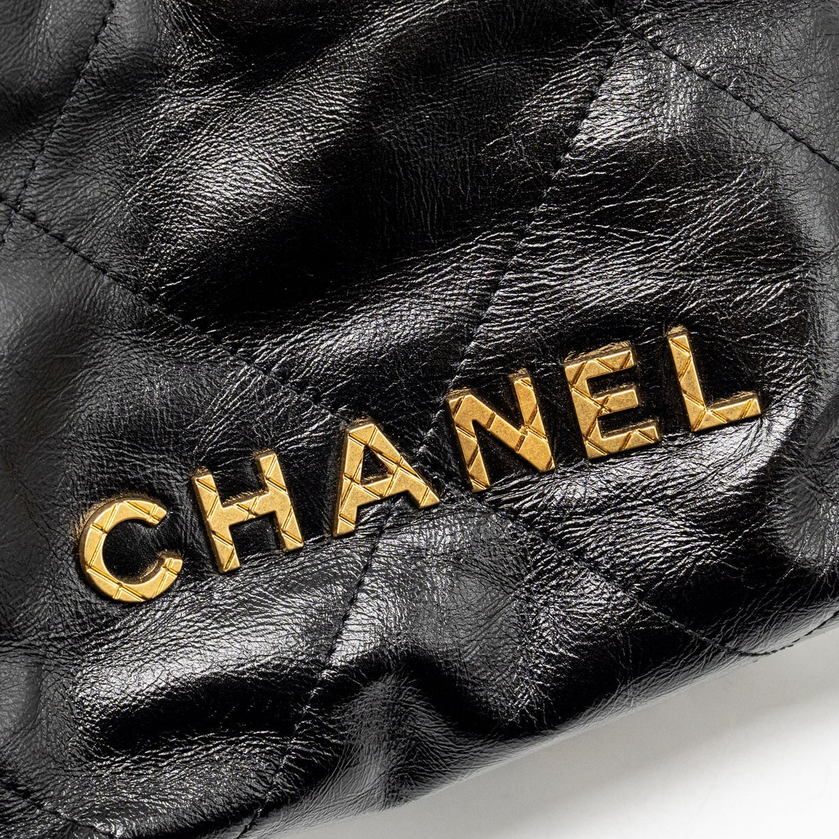 Chanel 23S Mini 22 Bag with Pear Chain Shiny Calfskin Black Brushed GHW (Microchip)