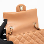 Chanel classic mini rectangular flap bag lambskin dark beige LGHW
