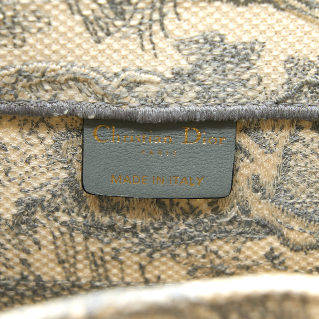 DIOR MEDIUM BOOK TOTE GREY TOILE DE JOUY EMBROIDERY