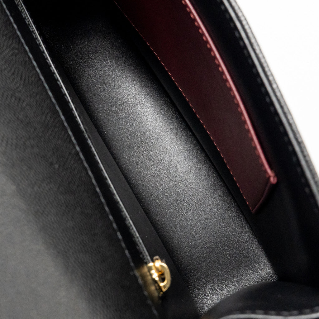 Chanel Small Preppy Coco Shoulder Flap Bag Grained Shiny Calfskin Black GHW (Microchip)