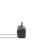 CHANEL 22A TOP HANDLE LONG VANITY WITH CHAIN LAMBSKIN BLACK LGHW