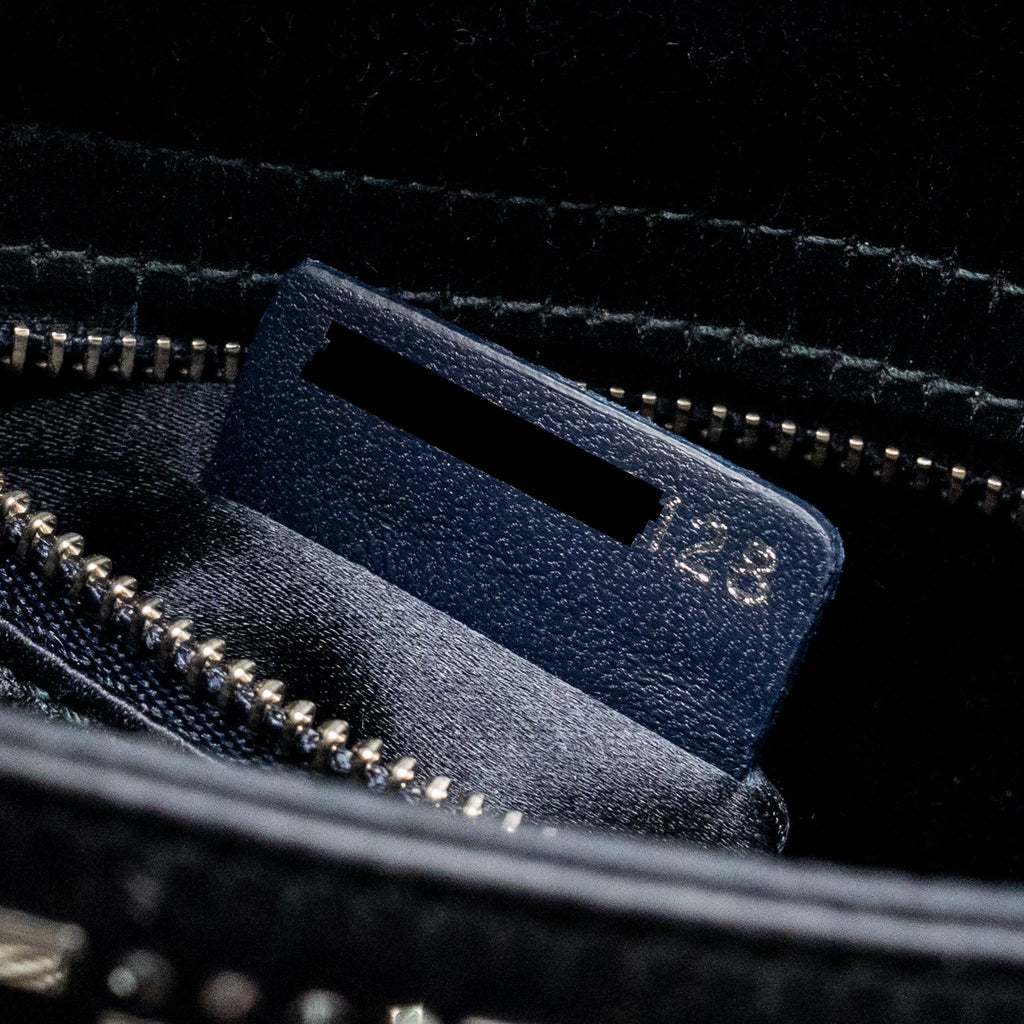 DIOR MINI LADY DIOR SATIN CRYSTAL DARK BLUE SHW