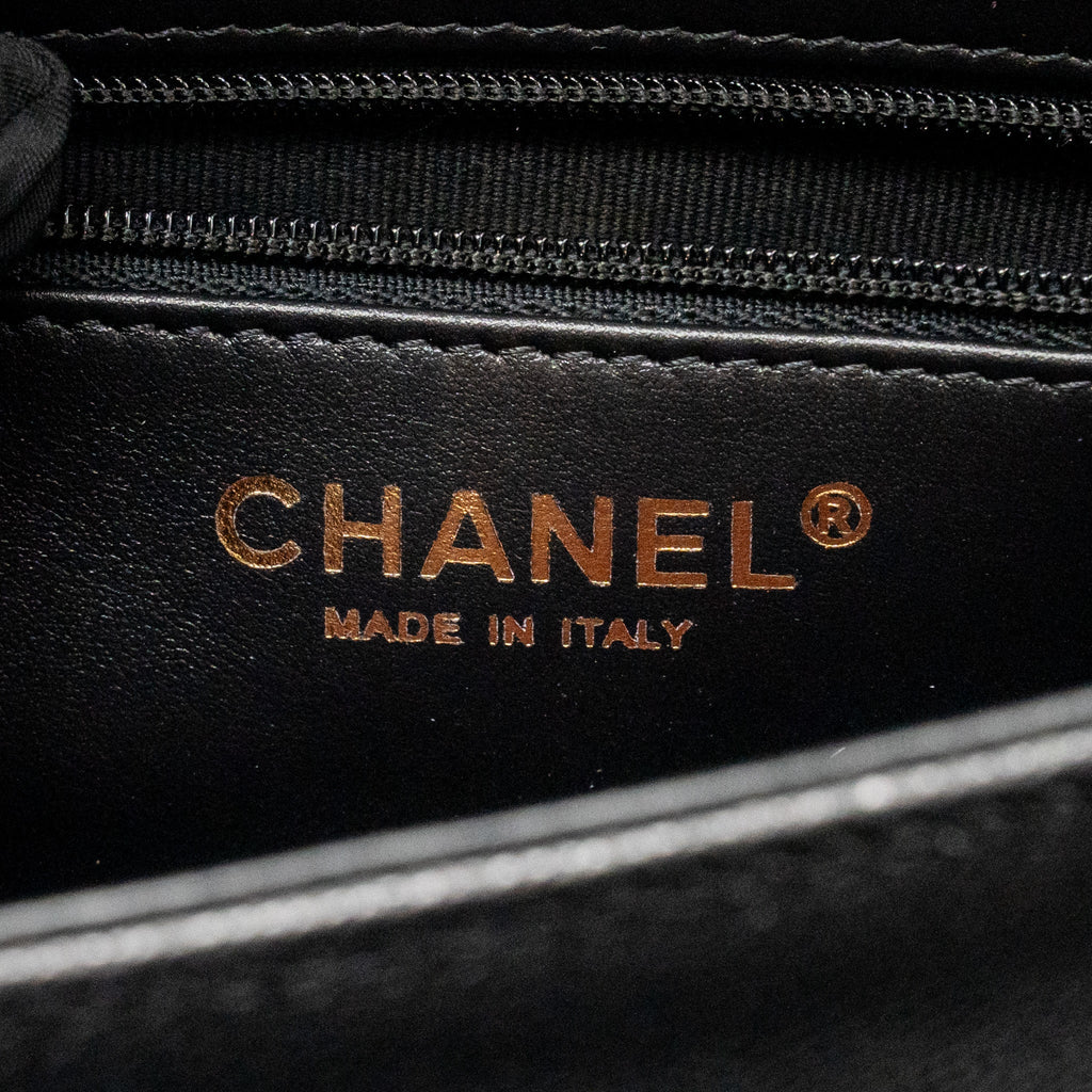 Chanel Small Preppy Coco Shoulder Flap Bag Grained Shiny Calfskin Black GHW (Microchip)