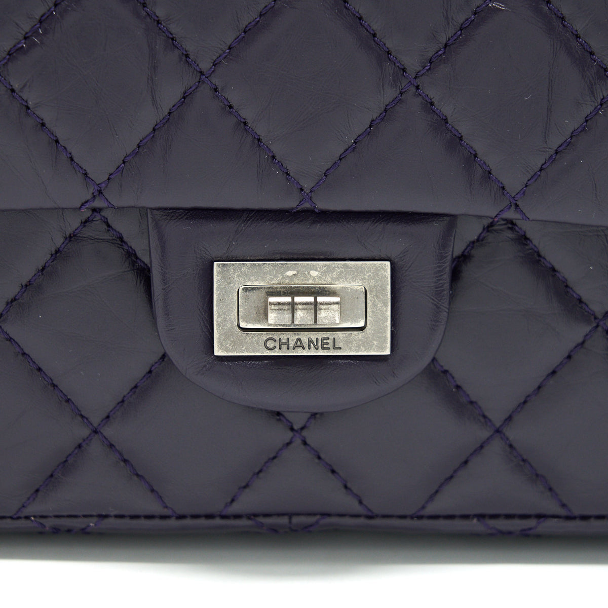 CHANEL REISSUE 226 IN DARK PURPLE WITH SILVER RUTHENIUM HARDWARE