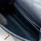 CHANEL SMALL COCO HANDLE BAG CAVIAR NAVY LGHW