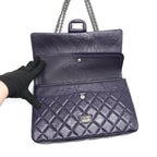 CHANEL REISSUE 226 IN DARK PURPLE WITH SILVER RUTHENIUM HARDWARE