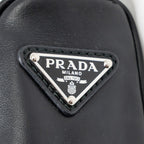 PRADA TRIANGLE SHOULDER BAG LEATHER BLACK SHW