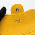 CHANEL CLASSIC FLAP CARD HOLDER CAVIAR YELLOW LGHW (MIRCOCHIP)