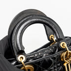 Dior small lady dior crinkled patent calfskin black ruthenium gold hardware