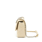 CHANEL MEDIUM 19 BAG QUILTED GOATSKIN LEATHER LIGHT BEIGE GOLD/SILVER HARDWARE (MICROCHIP)