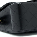 CHANEL MINI SQUARE FLAP BAG LAMBSKIN BLACK LGHW (MICROCHIP)