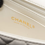 CHANEL TOP HANDLE MINI RECTANGULAR FLAP BAG LAMBSKIN WHITE LGHW (MICROCHIP)