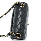 CHANEL MINI SQUARE FLAP BAG LAMBSKIN BLACK LGHW (MICROCHIP)