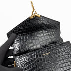 Saint Laurent/YSL Mini Cassandra Top Handle Bag Croc-Embossed Calfskin Black GHW