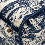 DIOR MEDIUM LADY D-LITE BAG TOILE DE JOUY EMBROIDERY BLUE LGHW