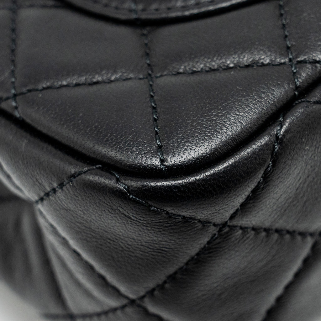 CHANEL PEARL CRUSH MINI RECTANGULAR FLAP BAG LAMBSKIN BLACK GHW (MICROCHIP)
