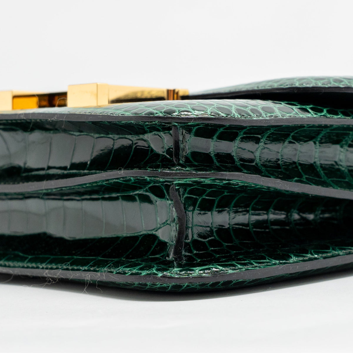 HERMES MINI CONSTANCE SHINY ALLIGATOR MISSISSIPPIENSIS VERT FONCE GHW