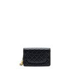 CHANEL PEARL CRUSH WALLET ON CHAIN LAMBSKIN BLACK GHW (MICROCHIP)
