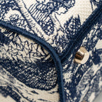 DIOR MEDIUM LADY D-LITE BAG TOILE DE JOUY EMBROIDERY BLUE LGHW