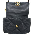 CHANEL SMALL 19 BAG GOATSKIN BLACK GHW