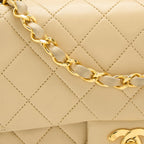 CHANEL VINTAGE SMALL CLASSIC DOUBLE FLAP BAG LAMBSKIN BEIGE GHW