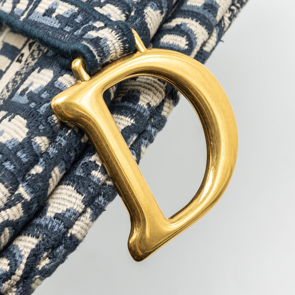 DIOR MEDIUM SADDLE BLUE OBLIQUE EMBROIDERY GHW