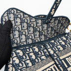 DIOR MEDIUM SADDLE BLUE OBLIQUE EMBROIDERY GHW