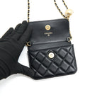 CHANEL 2021 PEARL CRUSH BELT BAG BLACK WITH GHW