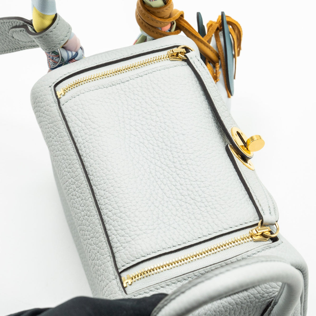 Hermes Mini Lindy Clemence Blue Pale GHW