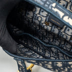 DIOR MEDIUM SADDLE BLUE OBLIQUE EMBROIDERY GHW