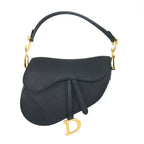 DIOR MEDIUM SADDLE BAG WITH STRAP GRAINED CALFSKIN BLACK GHW