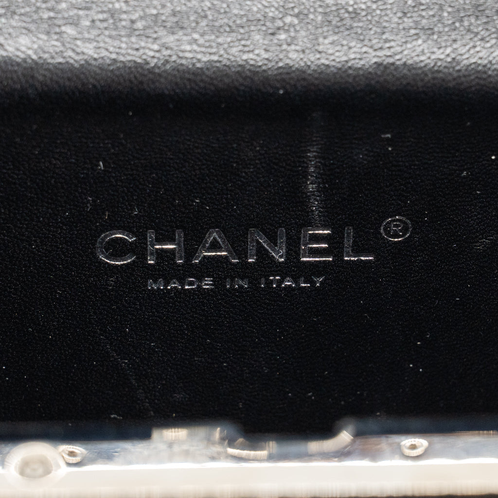 Chanel plexiglass crystal robot Minaudiere evening bag black SHW