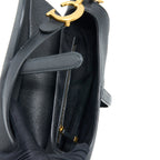 DIOR MEDIUM SADDLE BAG WITH STRAP GRAINED CALFSKIN BLACK GHW