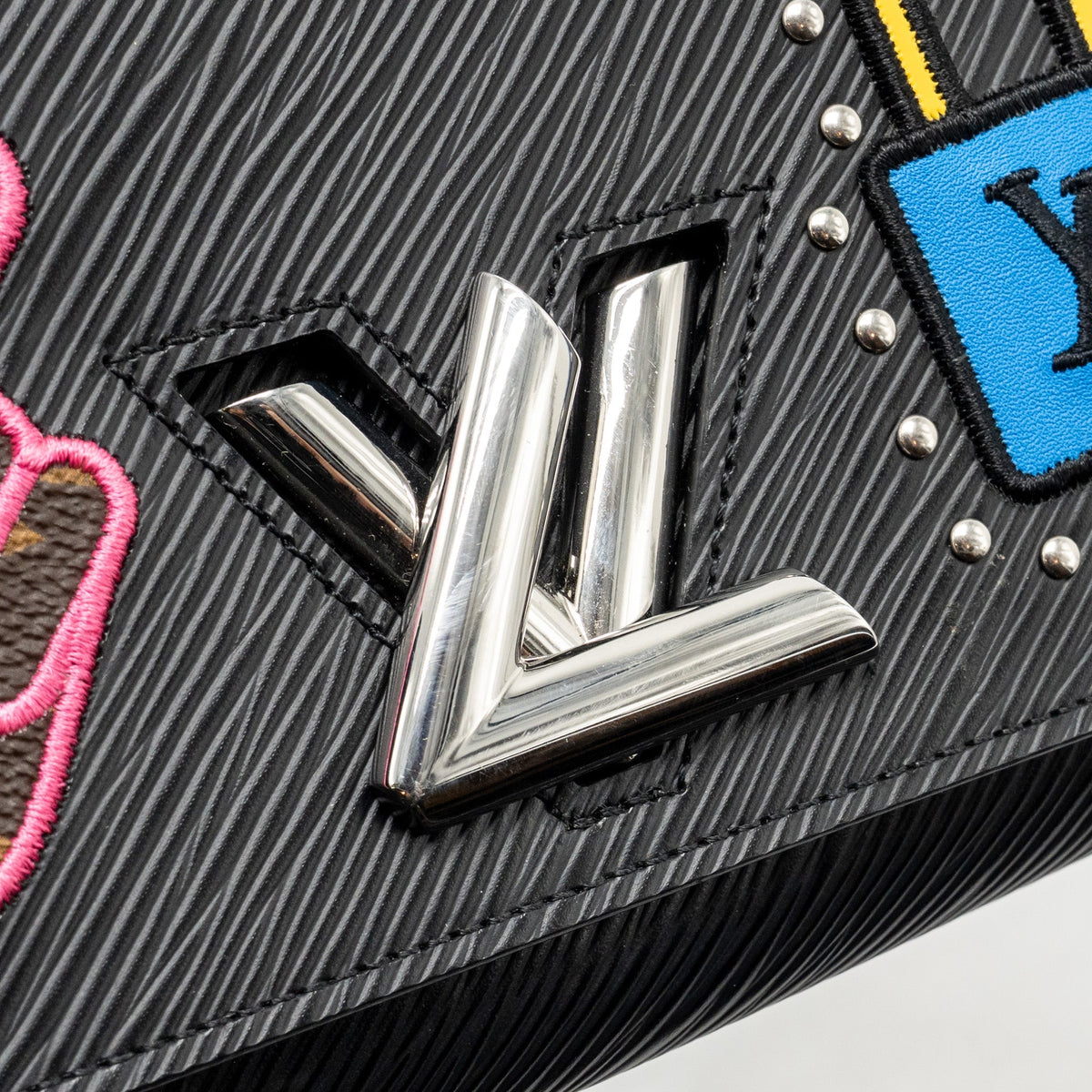 Louis Vuitton Twist Chain Wallet Limited Edition Patches EPI Black SHW