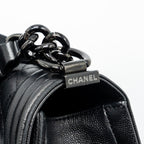CHANEL MEDIUM BOY BAG CAVIAR SO BLACK BLACK HARDWARE