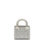 DIOR MINI LADY DIOR SATIN CRYSTAL CANNAGE GREY SHW