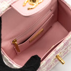 CHANEL 23S TOP HANDLE SMALL VANITY CASE WITH CHAIN TWEED/LAMBSKIN PINK BRUSHED GHW(MICROCHIP)