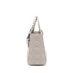 DIOR LADY DIOR MEDIUM LAMBSKIN GREY SHW WITH AN EXTRA TWILLY