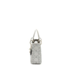 DIOR MINI LADY DIOR SATIN CRYSTAL CANNAGE GREY SHW