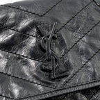 Saint Laurent/YSL Niki Baby Flap Bag Vintage Calfskin Black Ruthenium Hardware