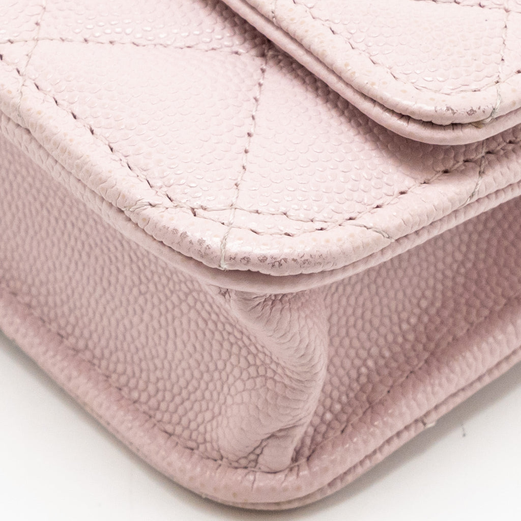 CHANEL CLASSIC WALLET ON CHAIN CAVIAR LIGHT PINK LGHW