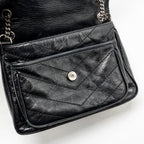 Saint Laurent/YSL Niki Baby Flap Bag Vintage Calfskin Black Ruthenium Hardware