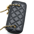 CHANEL PEARL CRUSH LONG VANITY CASE LAMBSKIN BLACK GHW (MICROCHIP)